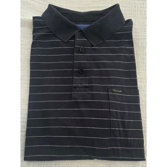 Faconnable Polo Shirt Mens XL Black White Stripe 100% Cotton French Riviera - Picture 7 of 10